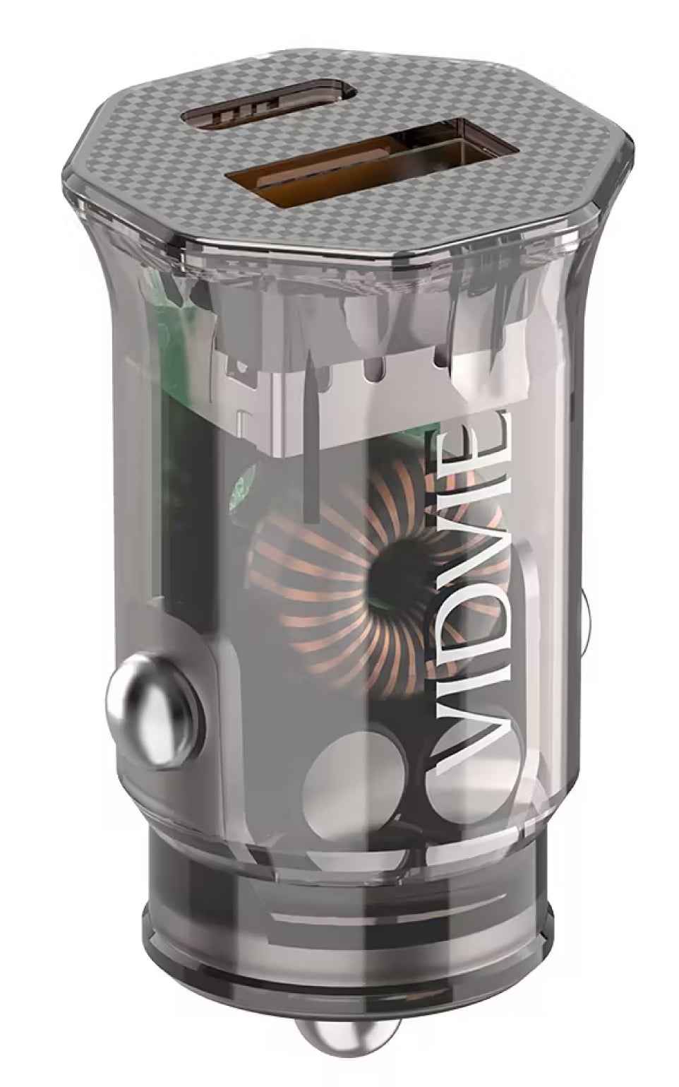 Vidvie CC549 Transparent 30W Fast Car Charger Type-C & USB Dual Output (18W USB Port) (T27784)