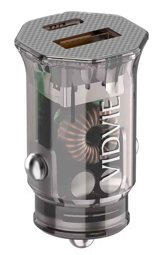 Vidvie CC549 Transparent 30W Fast Car Charger Type-C & USB Dual Output (18W USB Port) (T27784)