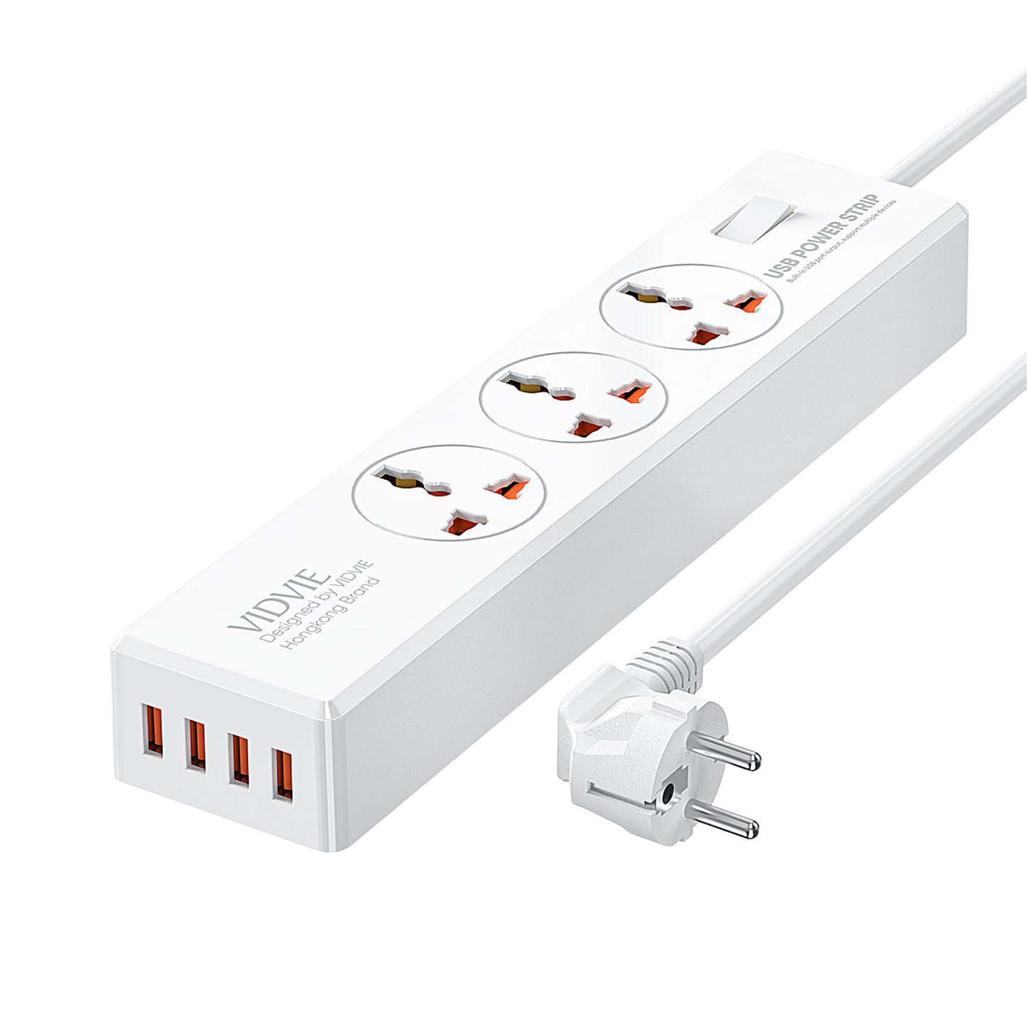 Vidvie Universal Plug 4usb Outlet With Switch 2400W - Alqamarshop