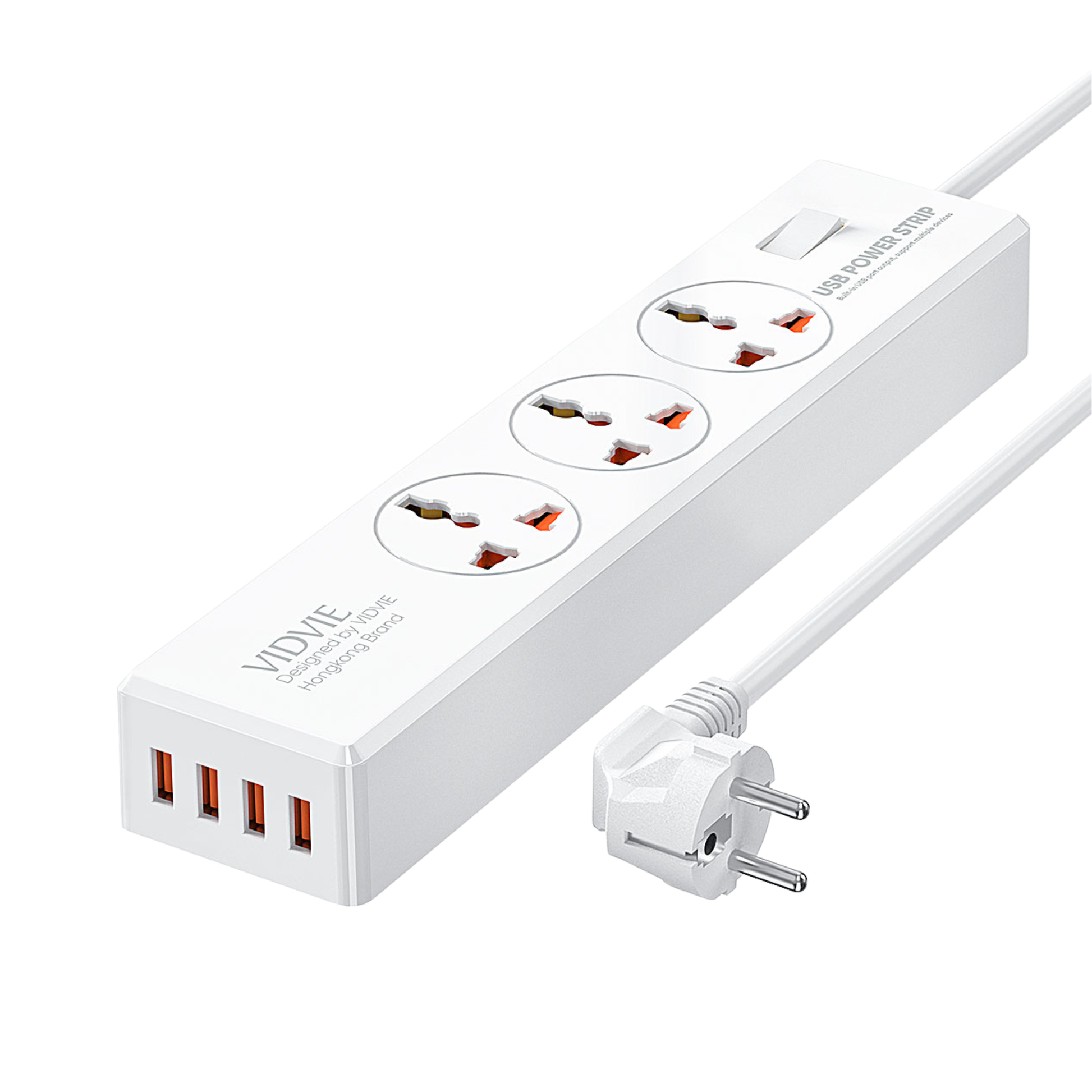Vidvie Universal Plug 4usb Outlet With Switch 2400W - Alqamarshop
