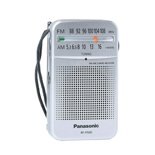 Panasonic FM/AM 2-Band Portable Receiver –  Model RF-P50D (Silver)