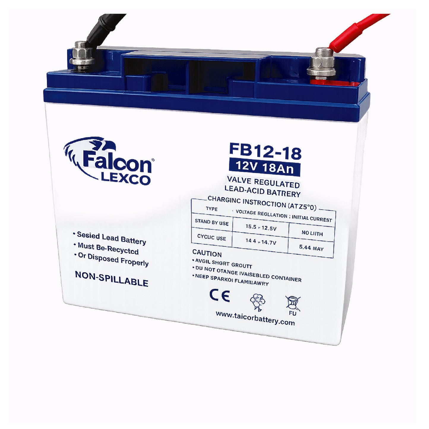 Falcon LEXCO FB12-18 12V 18Ah VRLA Rechargeable Battery Sealed AGM Lead-Acid, Maintenance-Free & Spill-Proof