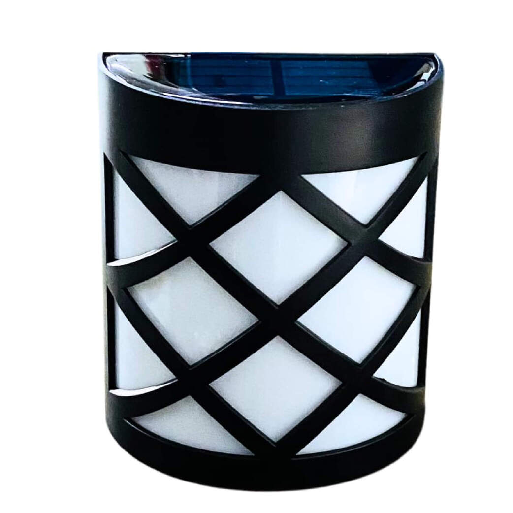 مصباح جداري شمسي LED - مقاوم للماء IP55 بتصميم شبكي للزينة الخارجية (أبيض دافئ)