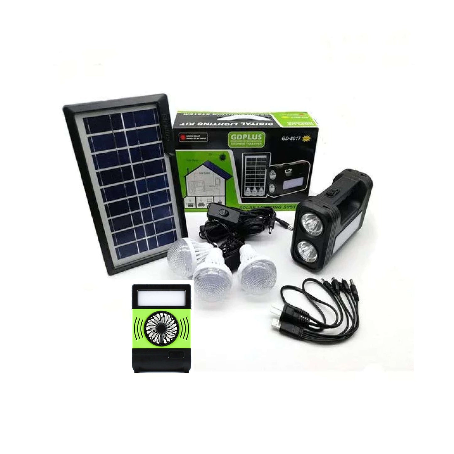 GDPLUS GD-8070 Solar Lighting System – Portable  Multi-Function Power & LED Lighting Kit for Outdoor & Emergency Use