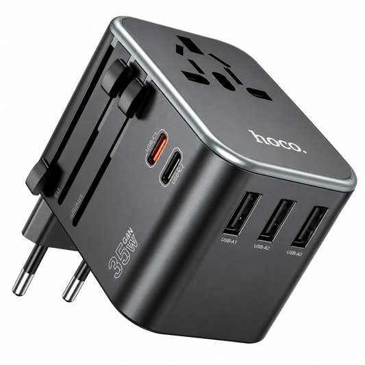 Hoco AC19 Supporter 35W PD 5-Port Charger, 2x USB-C + 3x USB-A
