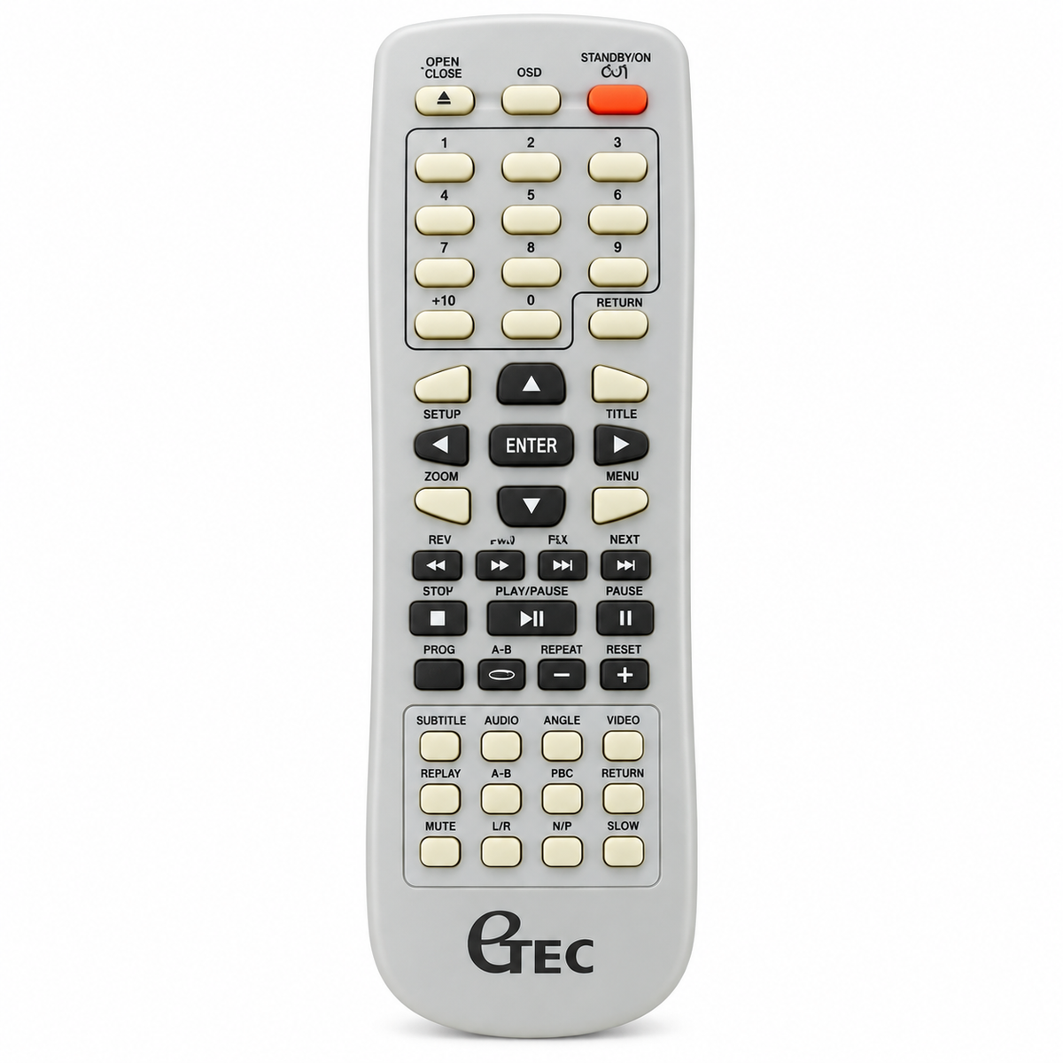 DVD Player Remote Control – Multi-Brand Replacement, Silver