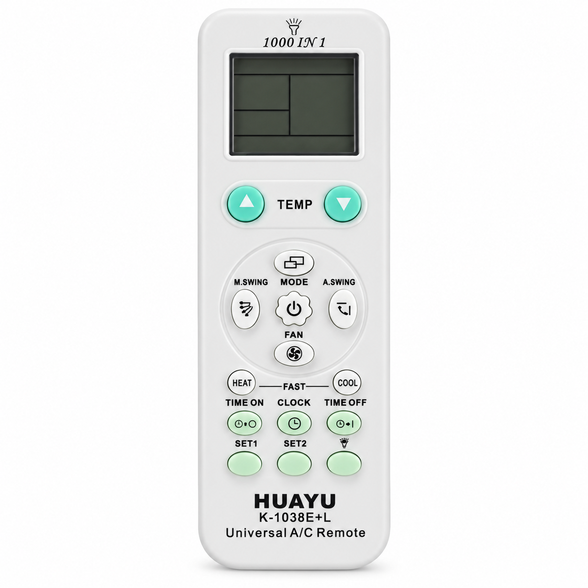 Huayu K-1038E+L Universal AC Remote Control – 1000-in-1