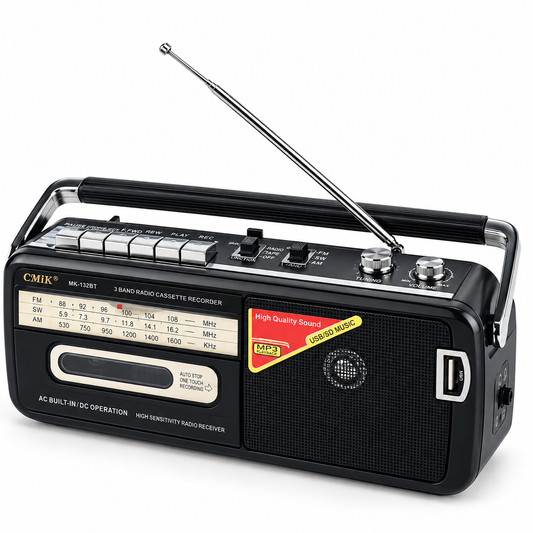 جهاز راديو KNStar M-50BT محمول يعمل بموجات FM و MW و SW1 مع USB وبلوتوث