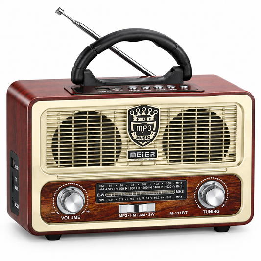 جهاز راديو Meier M-111BT 5.0BT FA/AM/SW3 Band DSP محمول وعالي الأداء (T24898)