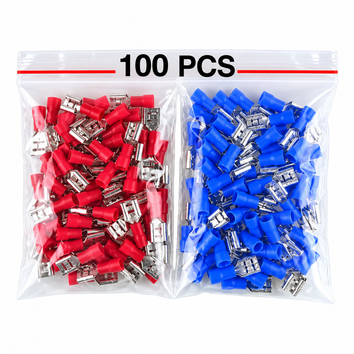 FDD2-250 Red PVC Insulated Female Disconnect Terminal 1.5mm 100 Pcs T24661
