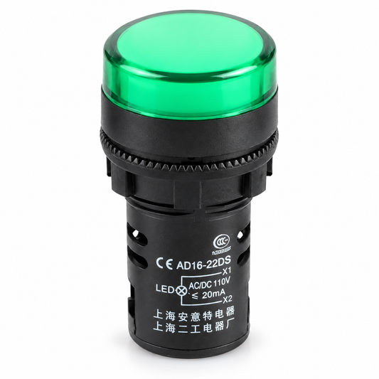 AD16-22DS Green LED Indicator Lamp 12V AC/DC 22mm