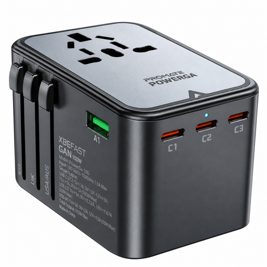 مشترك كهرباء Acefast Z1 بقدرة 2300 واط وتقنية GaN مع شحن سريع 75 واط PD، يحتوي على 3 منافذ USB-C و 2 منفذ USB-A