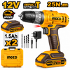 INGCO CIDLI1228 12V Cordless Impact Drill with 2 Batteries