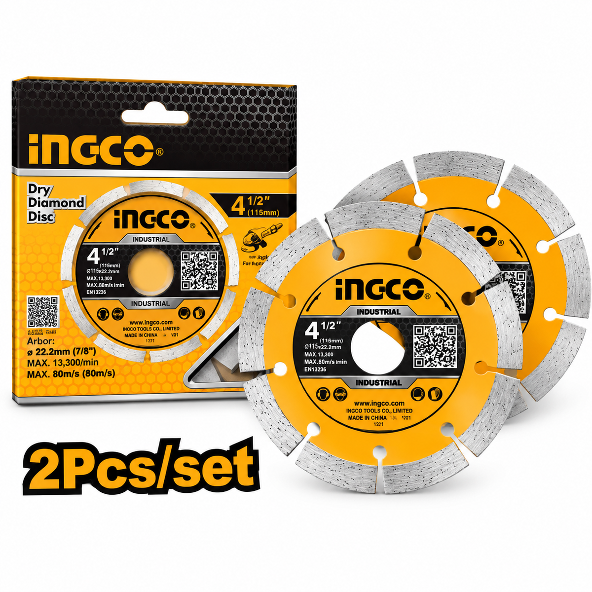 INGCO 4.5" (115mm) Segmented Cutting Disc Set, 2 Pcs