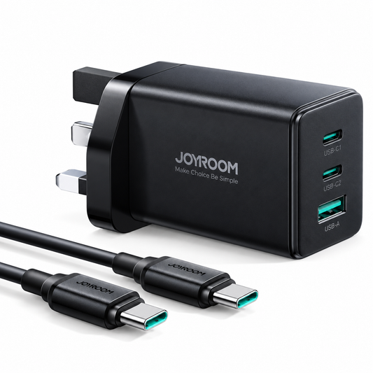 شاحن Joyroom TCG01 بقدرة 65 واط بتقنية GaN مع كابل USB-C بقدرة 100 واط بطول 1.2 متر