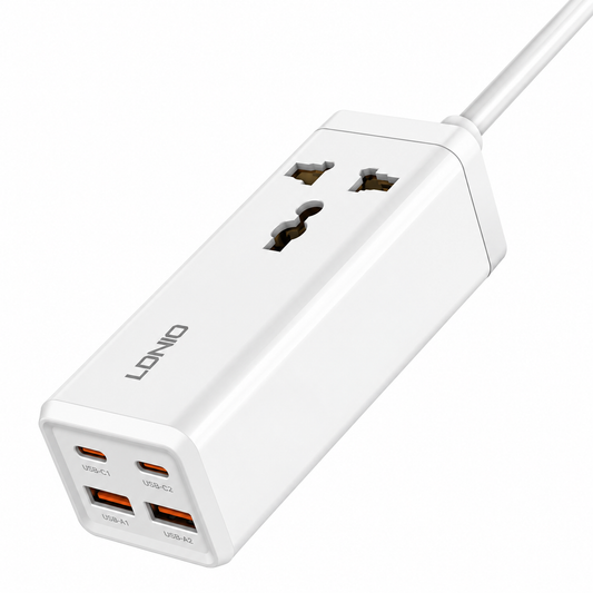 LDNIO SC1418 65W Universal Power Cube with AC Outlets & USB Ports