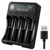 شاحن بطاريات ليثيوم أيون ذكي بـ 4 منافذ USB من BMAX، موديل BH-042100-04U، جهد 3.7 فولت