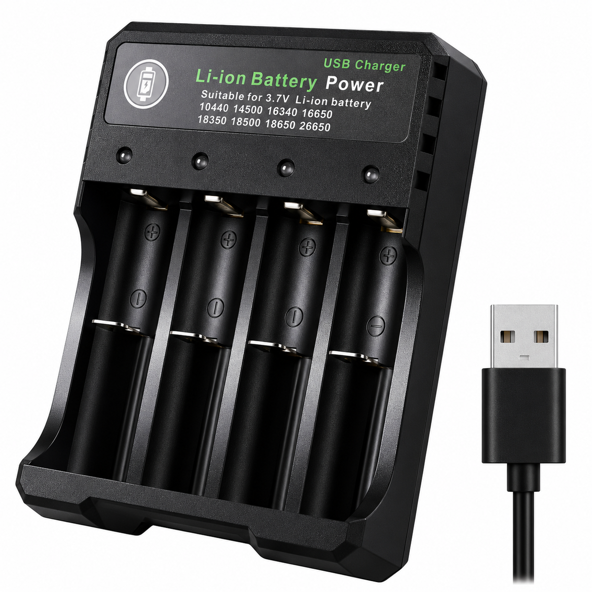 شاحن بطاريات ليثيوم أيون ذكي بـ 4 منافذ USB من BMAX، موديل BH-042100-04U، جهد 3.7 فولت
