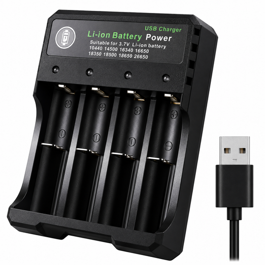 شاحن بطاريات ليثيوم أيون ذكي بـ 4 منافذ USB من BMAX، موديل BH-042100-04U، جهد 3.7 فولت