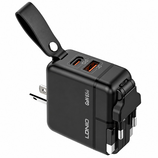 شاحن سريع LDNIO Q2618 بقدرة 65 واط بتقنية GaN ومنفذ USB-C PD