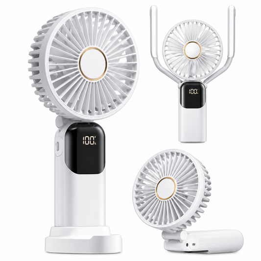 LED Digital Display Folding Fan N15 – Rechargeable, 5 Speeds