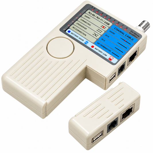 جهاز فحص الكابلات 4 في 1 (RJ45، RJ11، USB، BNC)