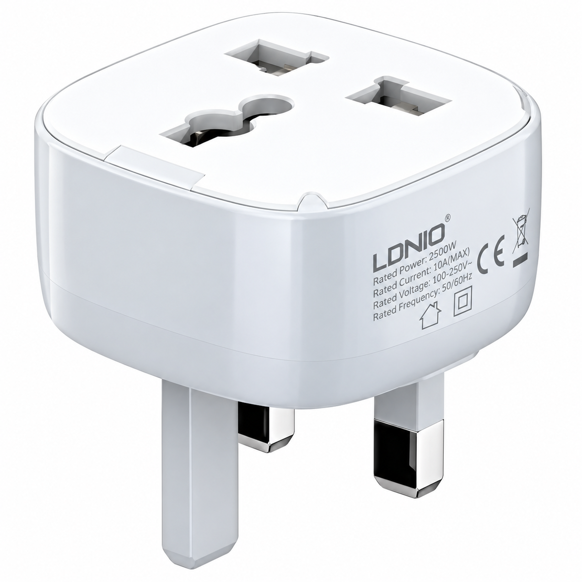 مقبس الطاقة الذكي LDNIO SCW1050 بتقنية Wi-Fi، متوافق مع المملكة المتحدة، مزود بتطبيق وتحكم صوتي