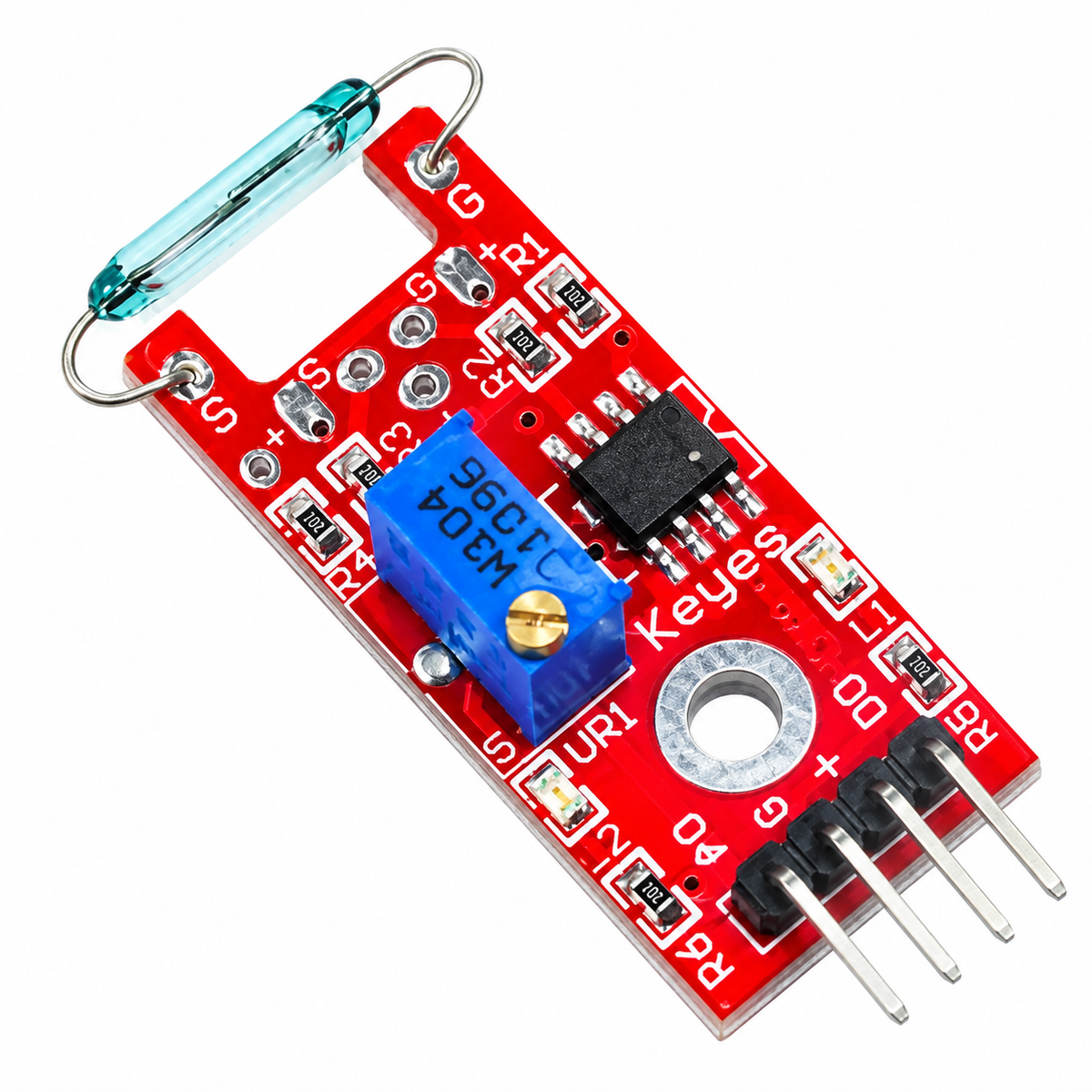 وحدة مستشعر المفتاح المغناطيسي (Reed Switch) لنظام إنذار الأبواب باستخدام أردوينو