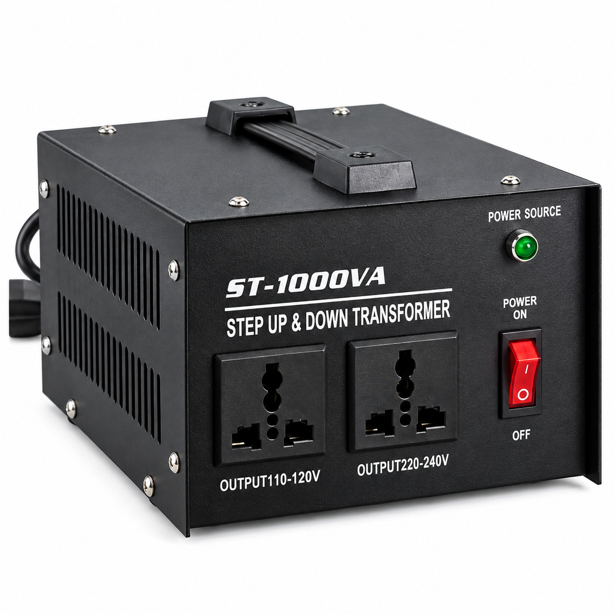 محول جهد كهربائي Philux ST-1000VA رافع/خافض للجهد - محول 110 فولت/220 فولت يتم التحكم فيه بواسطة معالج دقيق