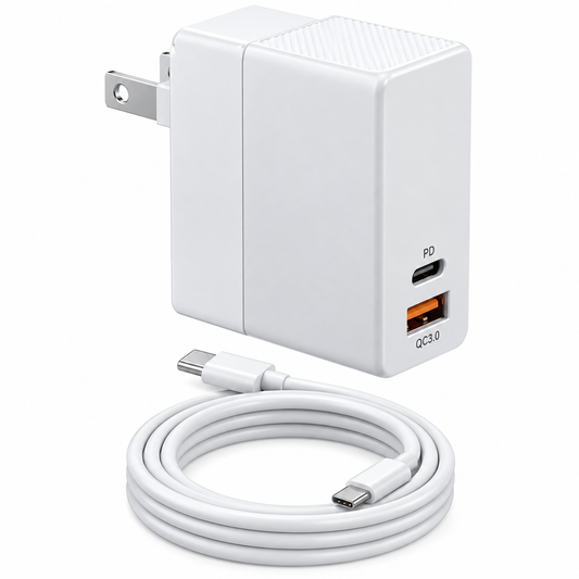 شاحن حائط سريع ثنائي المنفذ بقدرة 65 واط A2620C، بمنفذي USB-C PD و USB-A