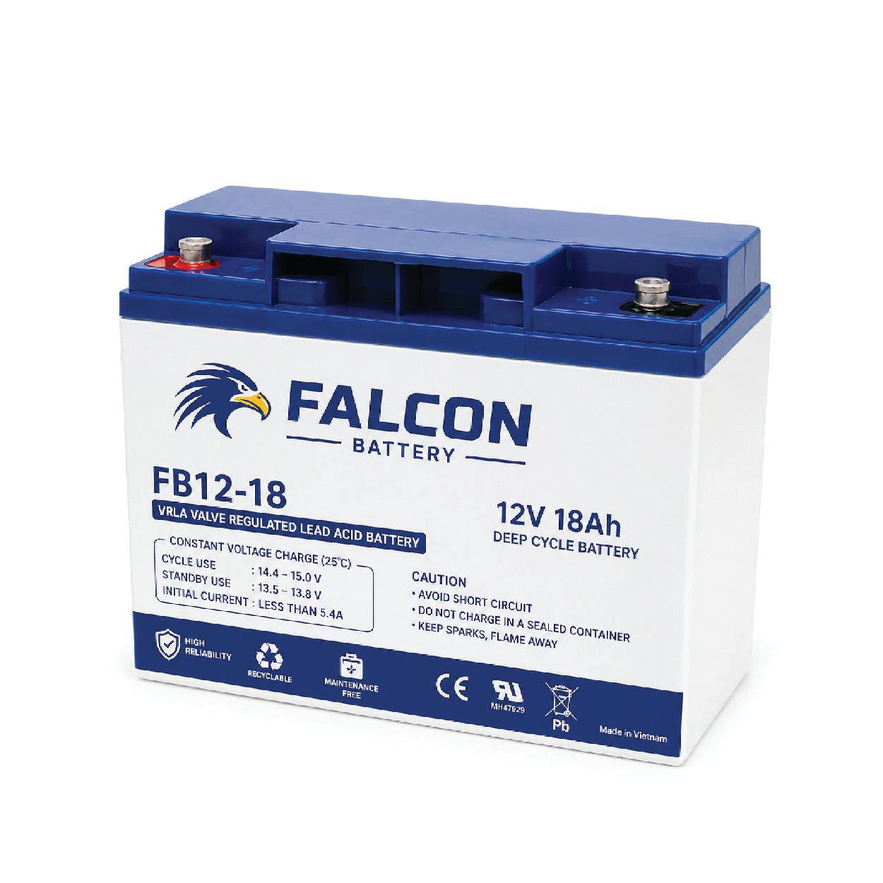 Falcon Battery FB12-18 12V 18Ah VRLA Valve- Regulated Lead-Acid Rechargeable Battery