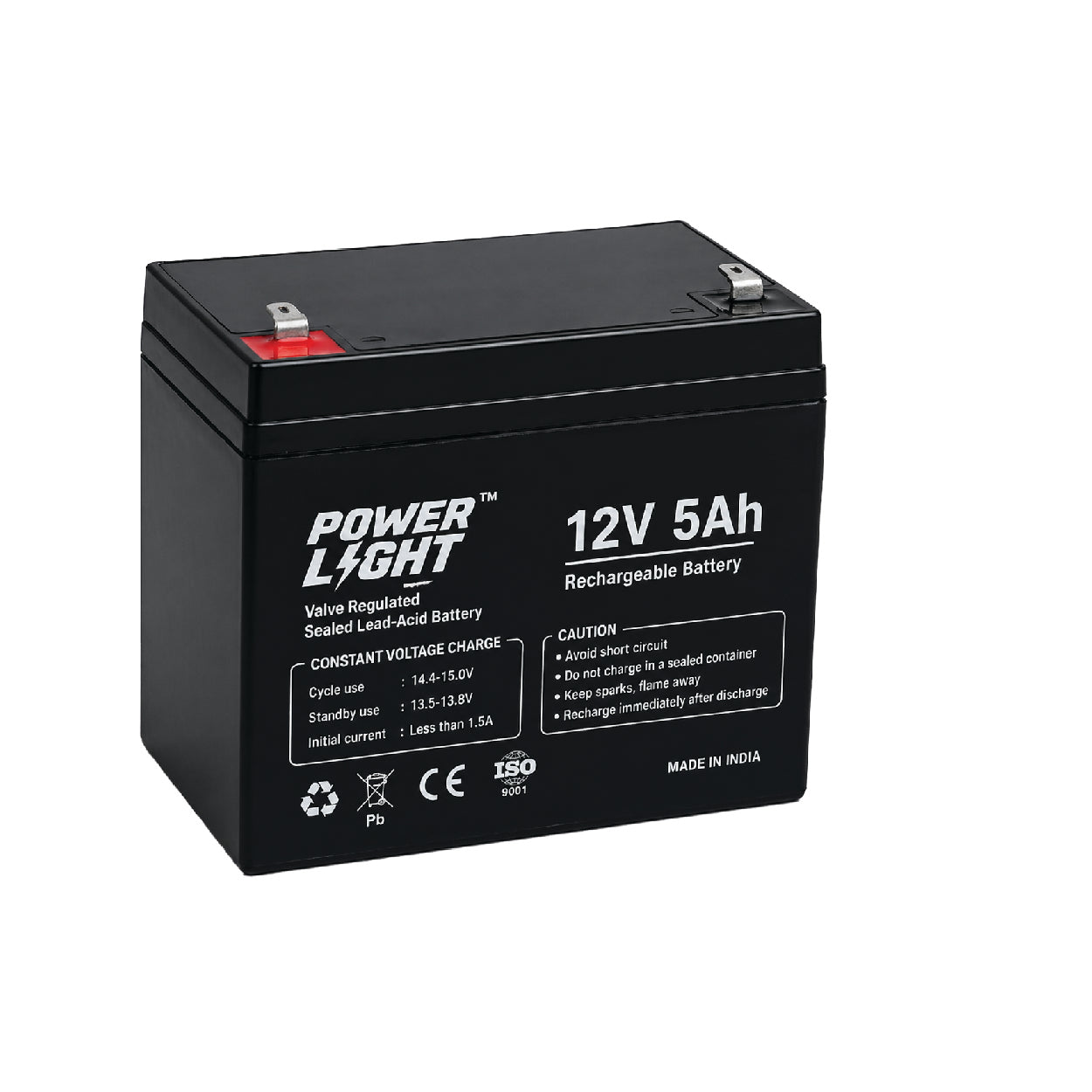 Power Light PL12-5 12V 5Ah Rechargeable AGM Sealed  Lead-Acid Battery – Reliable Backup Power Solutio
