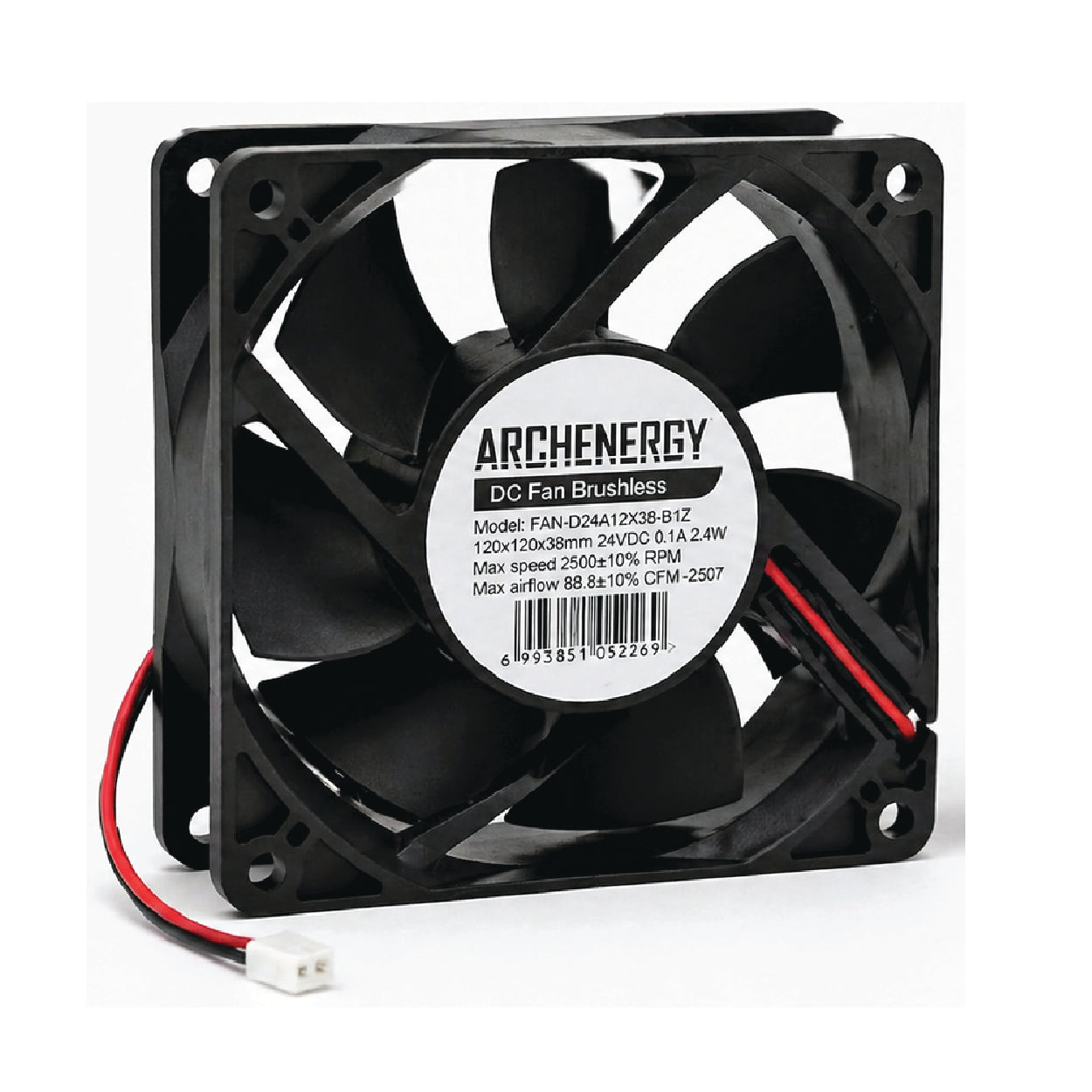 ARCIENERGY FAN-D24A12038-B1Z 120mm Brushless DC  Cooling Fan 24V (2.4W) – 2500 RPM, 96.8 CFM Airflow
