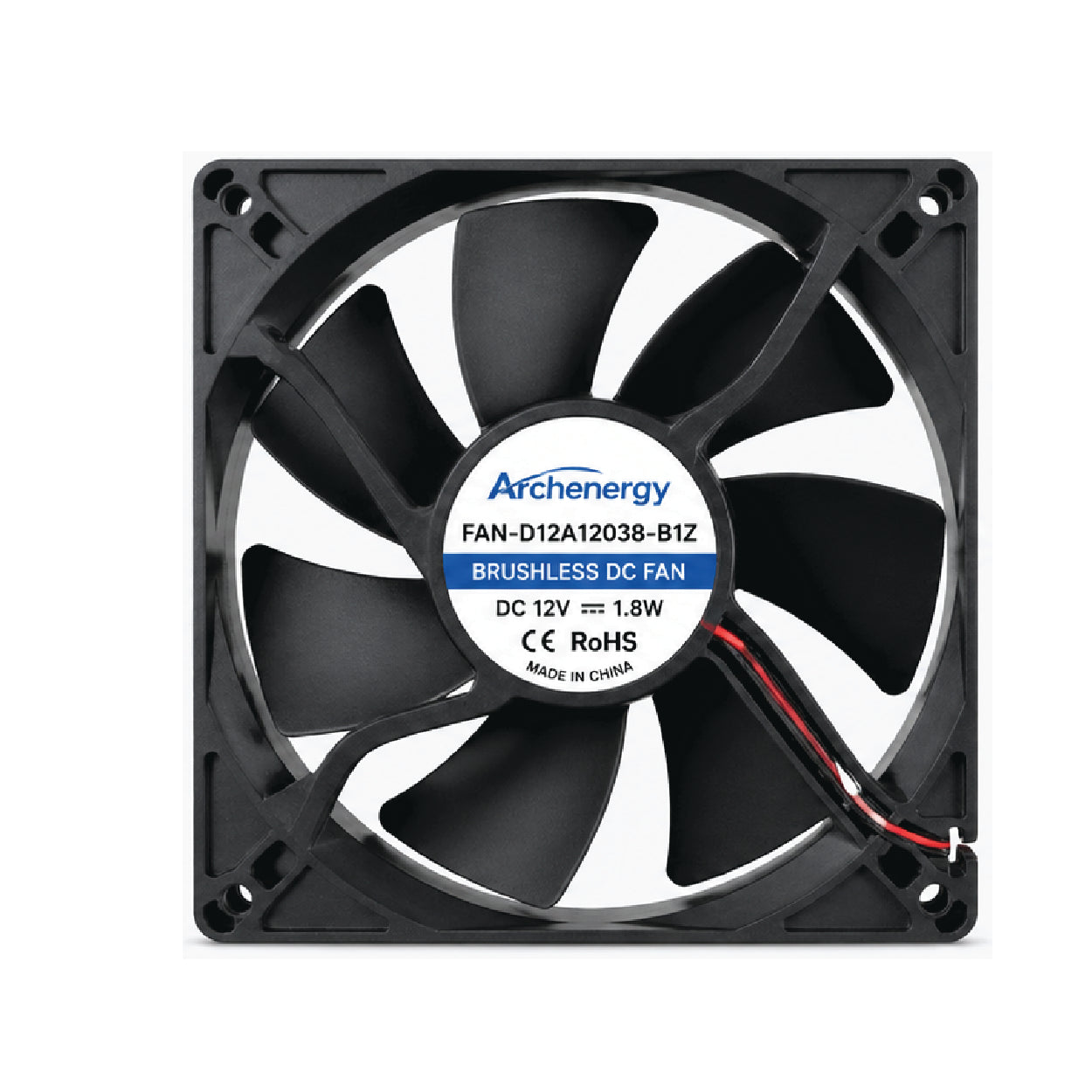 Archenergy FAN-D12A12038-B1Z 120mm Brushless DC  Cooling Fan 12V (1.8W) – High Airflow 89.6 CFM, 2000 RPM