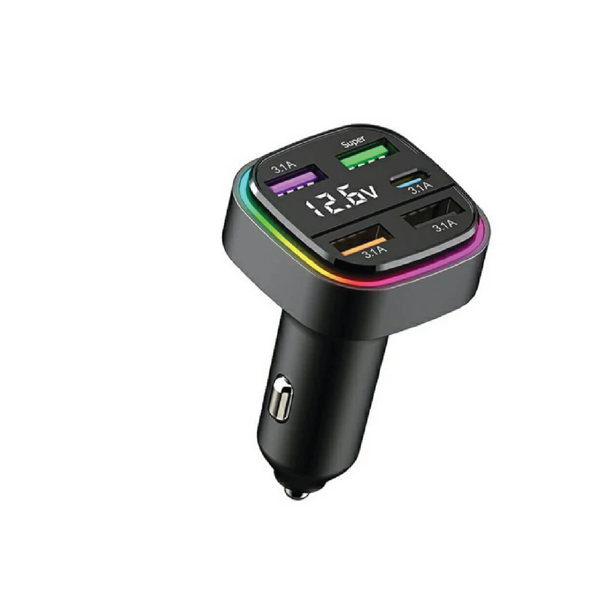 Earldom CC43 7-in-1 Car Charger 45W Fast Charging with RGB Light and LED Display