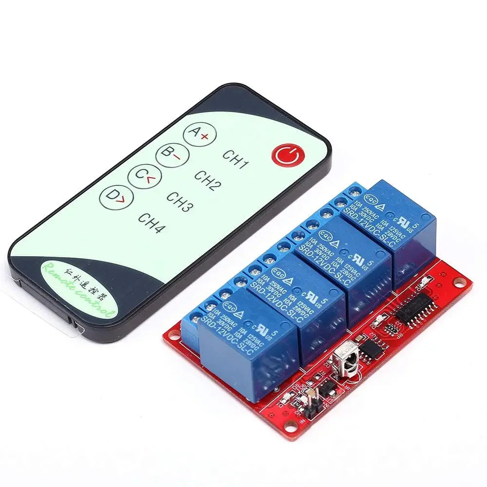 4-Channel 12V IR Remote Control Relay Board with Remote
