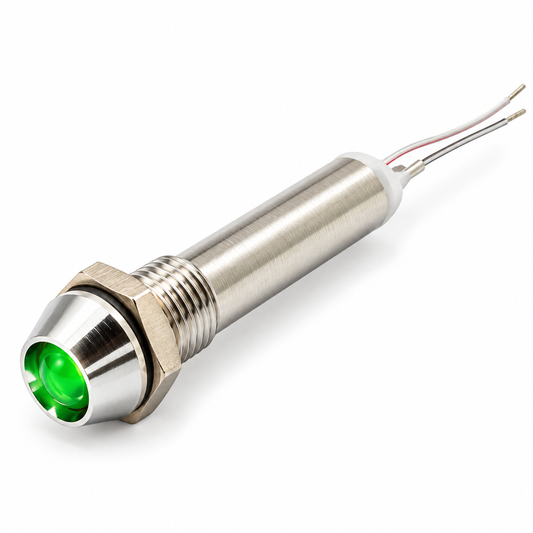 FL1M-6CJ-1 6mm Green LED Indicator 12V Metal Socket Head