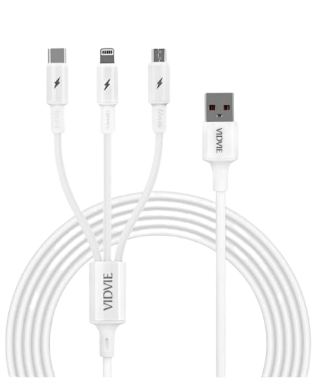 Vidvie 120cm Cb4003 Multi Charging Cable 3 In 1 For Mobile  Phones - White