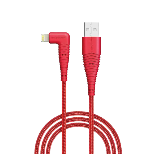 RAVPower Nylon Braided 90deg USB Cable with Lightning Connector RP-CB013 (0.9m/3ft) – Red