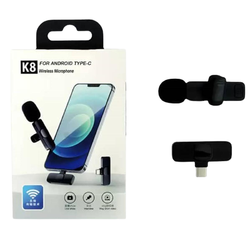 K8 Wireless Collar Mic Lighting Android & Type C Supported Wireless Microphone