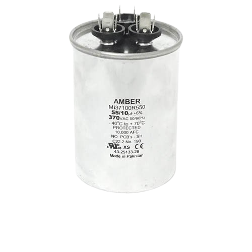 AMBER - 10 MFD 370 VAC - MI37100R - Round Single 10 MFD 370V - Motor Run HVAC Capacitor ; Works with All