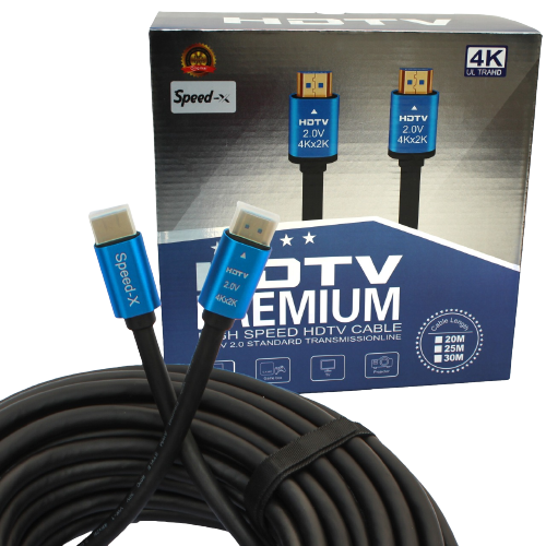 كابل HDMI Premium 2.0V من Speed-X بدقة Ultra HD 4k بطول 20 مترًا