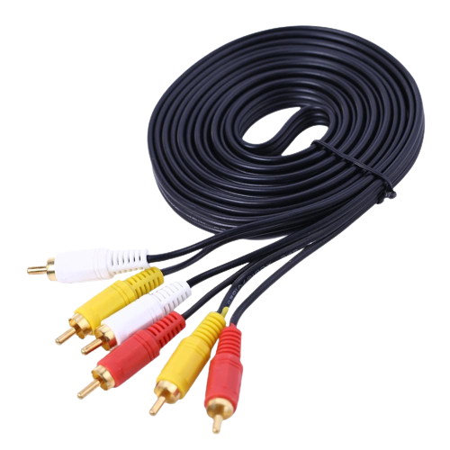 3 RCA Composite Male to Male Audio Video AV Cable for DVD TV 3m - intl ( Black )