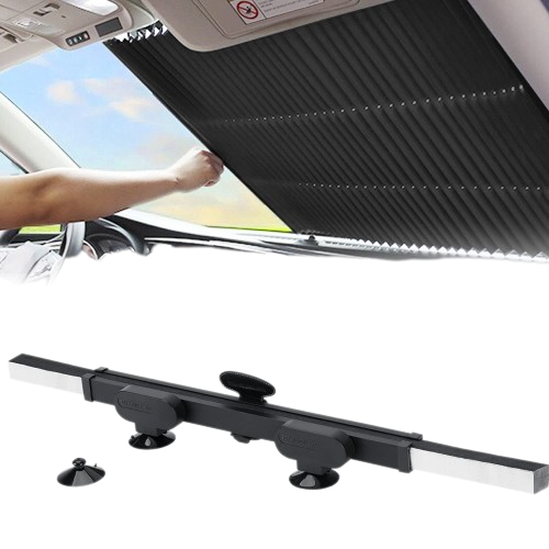 Retractable Windshield Sun Shade for Car, Large Sun Visor Protector Blocks 99% UV Rays to Keep Your Vehicle Cool, Auto Sunshade Fits Front Window of Various Models