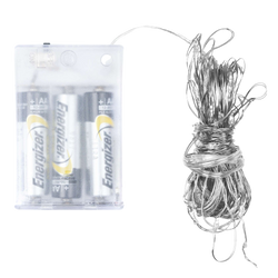 100 LED Battery Micro Lights Silver Wire 10m (Batteries Not Included) - Alqamarshop