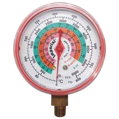 Imperial Red High Side Pressure Gauge 2-1/2" 0-500 PSI