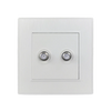 White Double Satellite TV Antenna Wiring Outlet Wall Socket Brushed PC Plastic - Alqamarshop