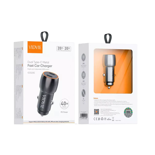 VIDVIE Fast Aluminum Alloy Car Charger  40W