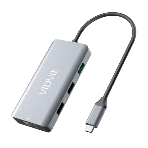 محطة إرساء VIDVIE HUB HDMI وType C وEthernet PD 6 في 1-3 USB 60 وات طراز HSB01