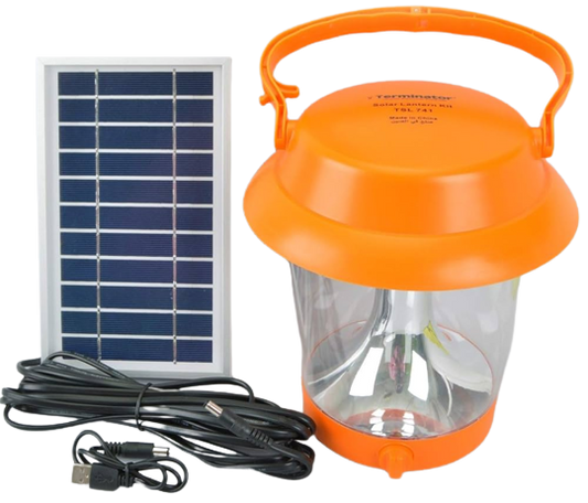 طقم Terminator Solar Rechargeable مع فانوس LED ولوحة شمسية TSL 741